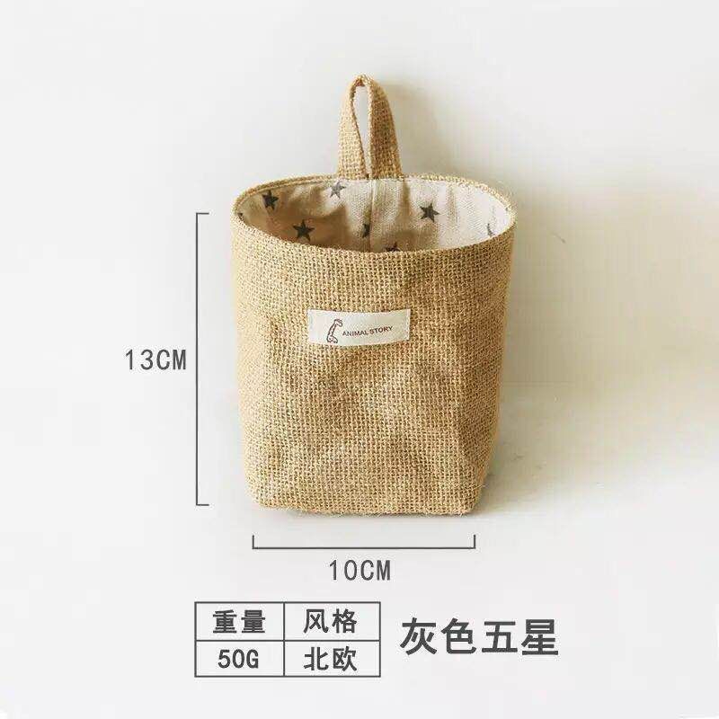 Borsa portaoggetti in cotone e lino appesa al muro dietro la porta, articoli vari per la scrivania, contenitori in iuta, borsa portaoggetti, contenitori per il bagno_voghion.com