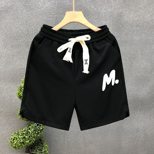 Pantaloncini casual da uomo, estivi, larghi, con stampa a lettere, ad asciugatura rapida, con elastico in vita, per palestra, corsa e viaggi (nero, verde, bianco)_voghion.com