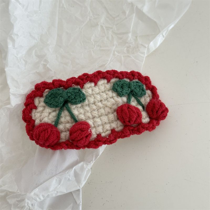 Fermaglio per capelli con frangia laterale, realizzato a mano all'uncinetto e ricamato in lana, con fiori colorati, freschi e carini, accessori per capelli_voghion.com