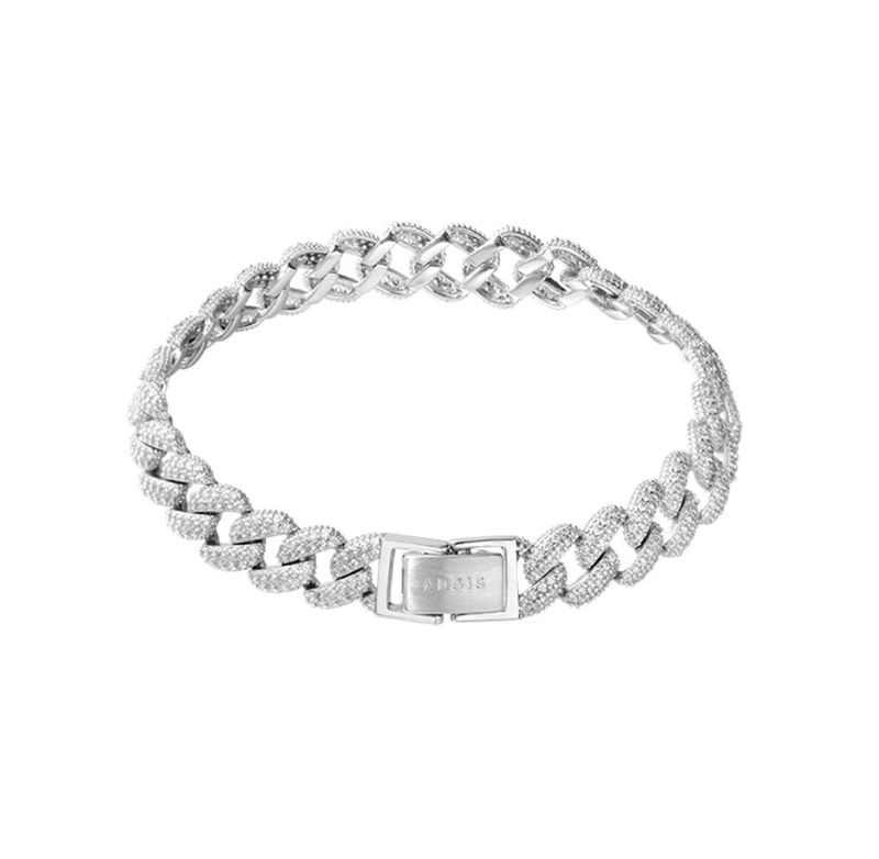 Nuovo gioiello di moda classico versatile catena cubana Ins stile personalità braccialetto tempestato di diamanti per donne e coppie_voghion.com