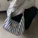 Yuxia | Capacity Striped Tote Women, Simple Fashion Shoulder For Class And Commute, Large Canvas Bag_voghion.com