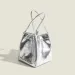 Silver Bucket Bag For Women 2024 Fashionable And Simple Lunch Box Niche Westernstyle Texture Handheld Small 250614_voghion.com