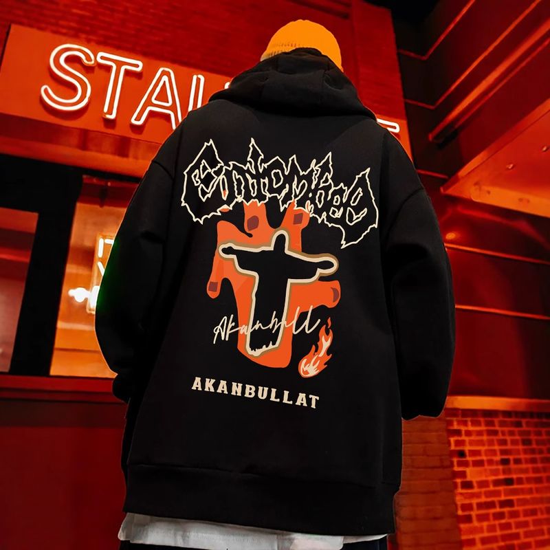 Lässiger, cooler Kapuzenpullover mit beidseitigem Buchstabendruck für Herren_voghion.com