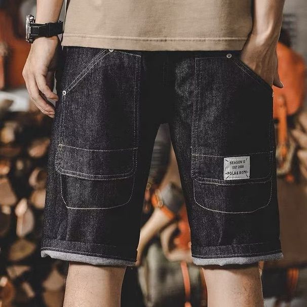 Pantaloncino in denim, pantalone casual coreano da uomo slim fit a gamba dritta, giovane uomo con spirito di marca alla moda super hot di Instagram 5/5_voghion.com
