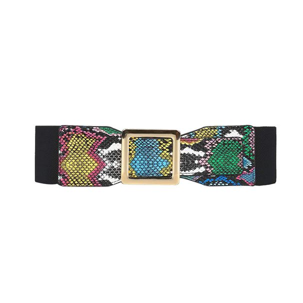 2024 New Belt Popular Elastic Waist Seal Women's Green Snake Pattern Waist Belt Widening Decoration Waist Belt Expandable Waist Seal_voghion.com