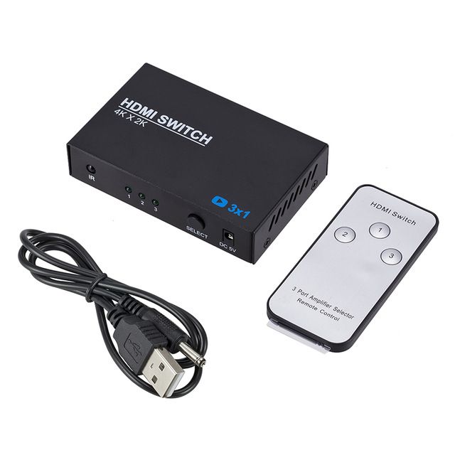 Splitter HDMI 3x1 4K*2K 3D 1080P Switch HDMI a 3 porte Switcher 3 ingressi 1 uscita Adattatore HDMI per HDTV XBOX Computer Proiettore_voghion.com