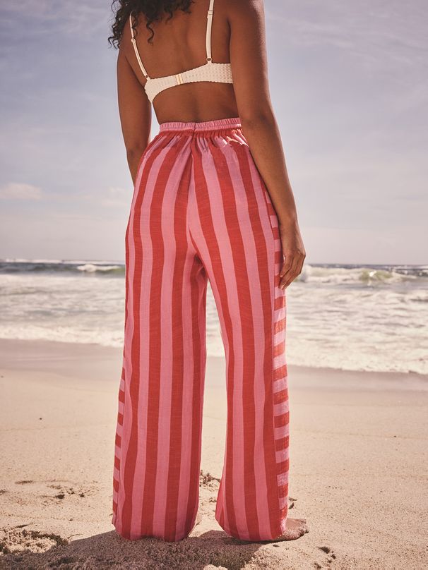 Eleganter, lockerer, elastischer Bund mit Kordelzug-Design, maschinenwaschbare, lässige Strandhose für Frühling und Sommer_voghion.com