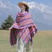 Colorful checkered ethnic style women's shawl, warm windproof scarf, grassland photography cape, spring and autumn_voghion.com