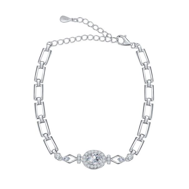 Bracciale a forma di uovo in argento Sterling con moissanite da 1 carato, leggero, alla moda, semplice, squisito, gioiello femminile._voghion.com