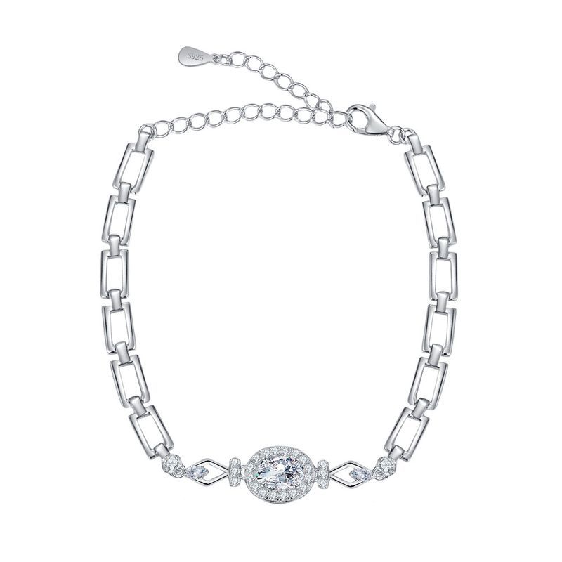 Sterling Sier Moissanite 1CT Egg Shaped Bracelet Light Fashion Temperament Simple Exquisite Female Jewelry_voghion.com