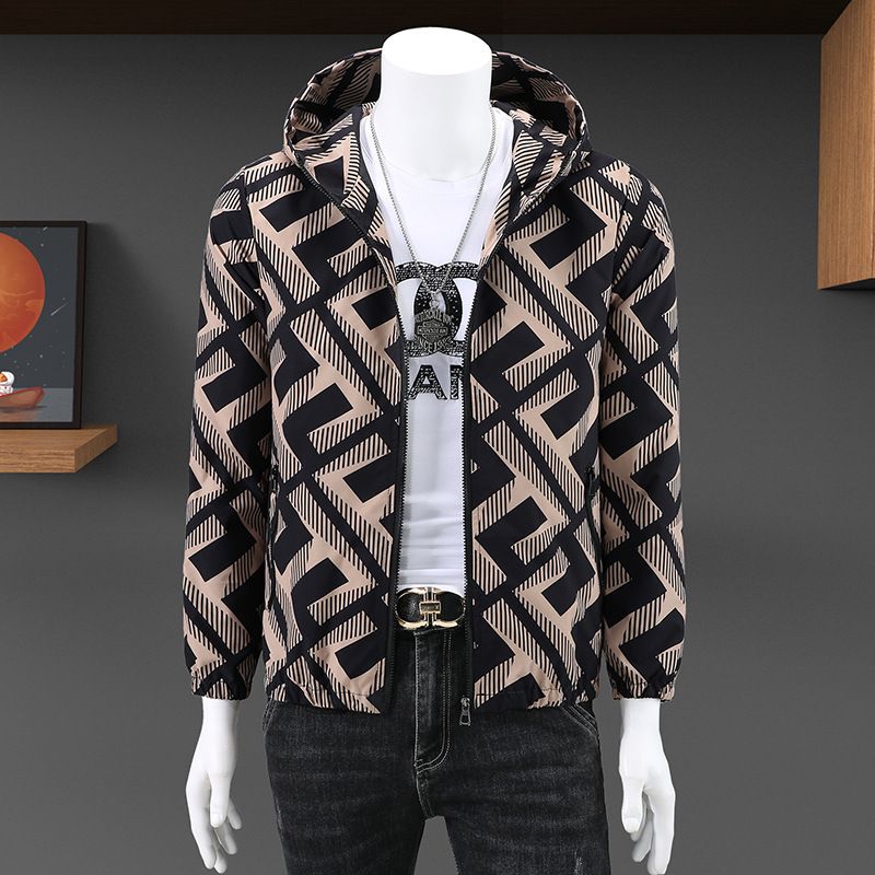 Men's clothing station men's jacket slim fit trendy brand jacket jacket new autumn windbreaker trendy all-match hooded top clothes_voghion.com