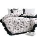 Home Textile Chemical Fiber Floral Black Ruffled Quilt Cover Three Piece Set_voghion.com