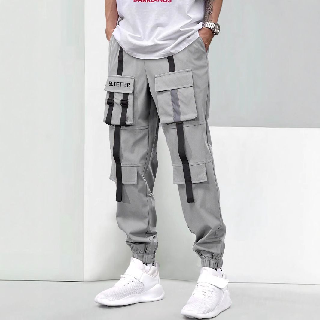 Herren-Cargohose mit mehreren Taschen – Leichte Hose mit geradem Bein (Schwarz/Weiß/Grau, Größen S-XXL)_voghion.com
