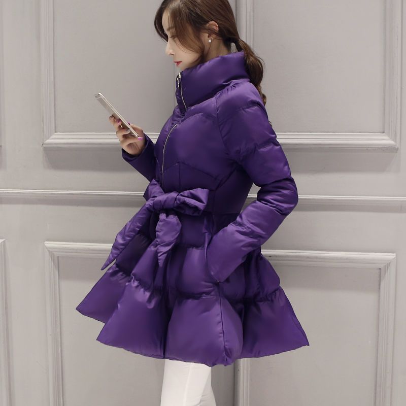 Women's Clothing 2024 winter new cotton padded jacket for women, medium length, slim fitting stand up collar, slim fitting puffy cotton padded jacket_voghion.com