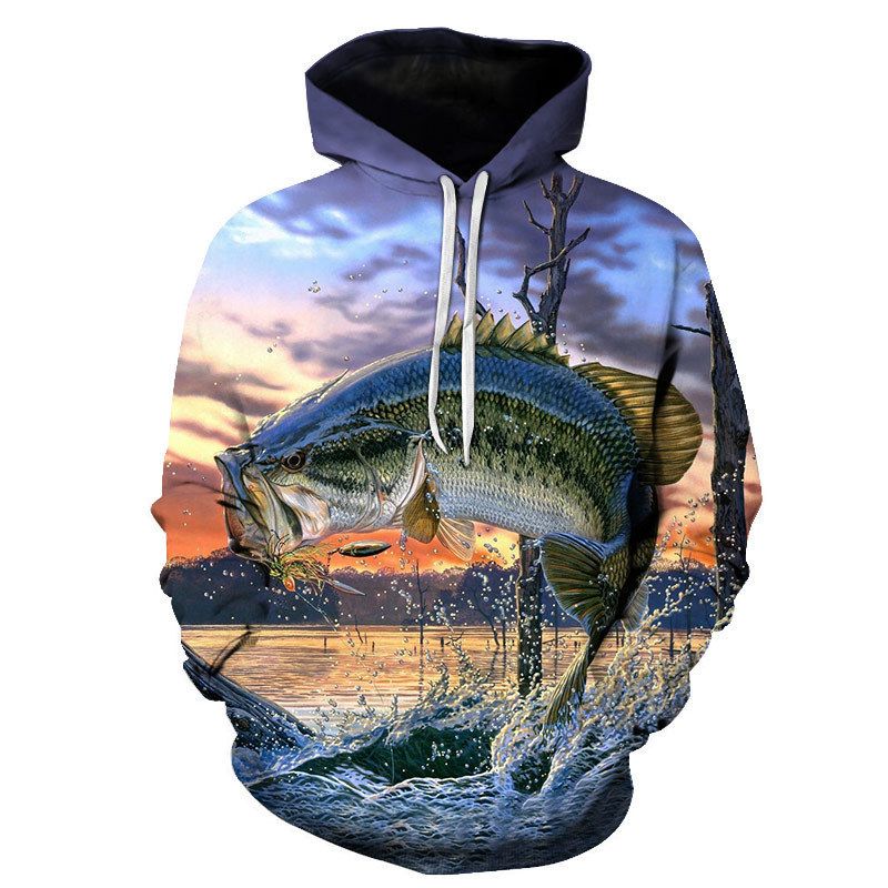 New For Men With 3D Digital Print Fish Pattern, Casual Unisex Hooded Sweatshirt_voghion.com