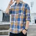 Camicia a quadri da uomo a maniche lunghe, ampia e casual, elegante, comoda, ampia e abbottonata, da indossare tutti i giorni._voghion.com