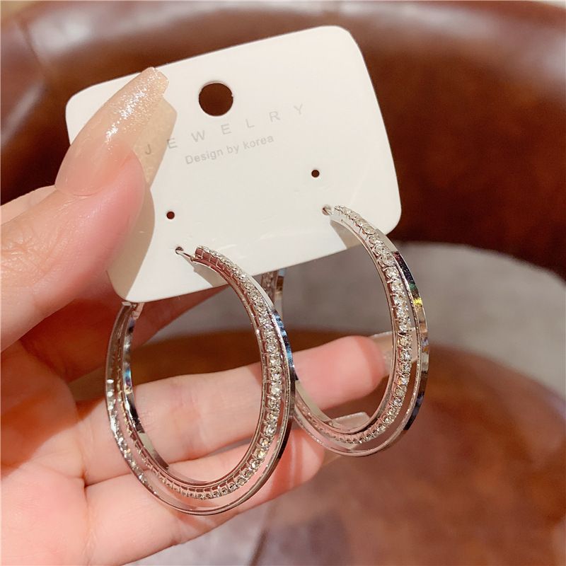 Ingenious Luxury Large Circle For Women With High-End Feel, Exaggerated Personality Design, Zircon Hoop Earrings_voghion.com