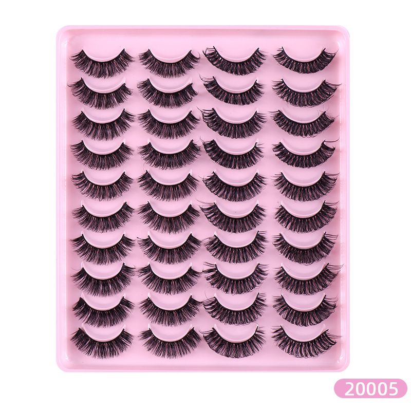 Lash extension set 20 pairs of mixed false eyelashes Natural thick chemical fiber eyelashes simulate curling eyelashes_voghion.com