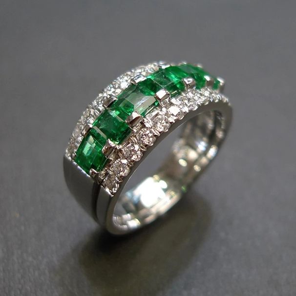 Cao Shi Hot-Selling Half-Circle Diamond Trendy Hip-Hop Style Versatile Fashionable Women's Ring_voghion.com