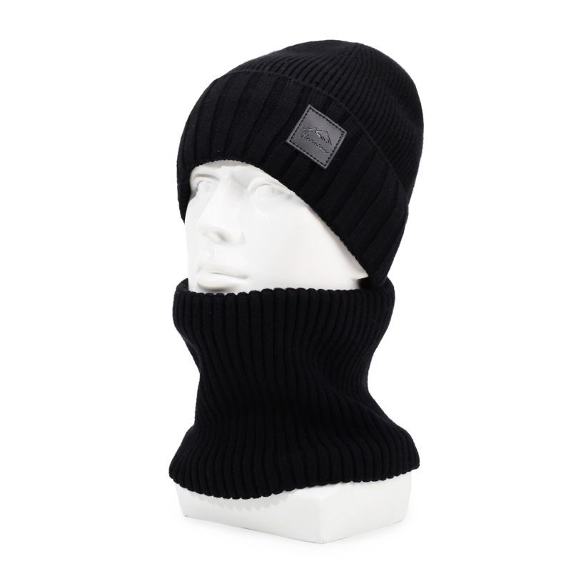 Ski Winter Cold-Proof Warm Core-Spun Yarn Knitted Wool Men Women Plus Velvet Ear Protection Windproof Head Wrap Hat_voghion.com