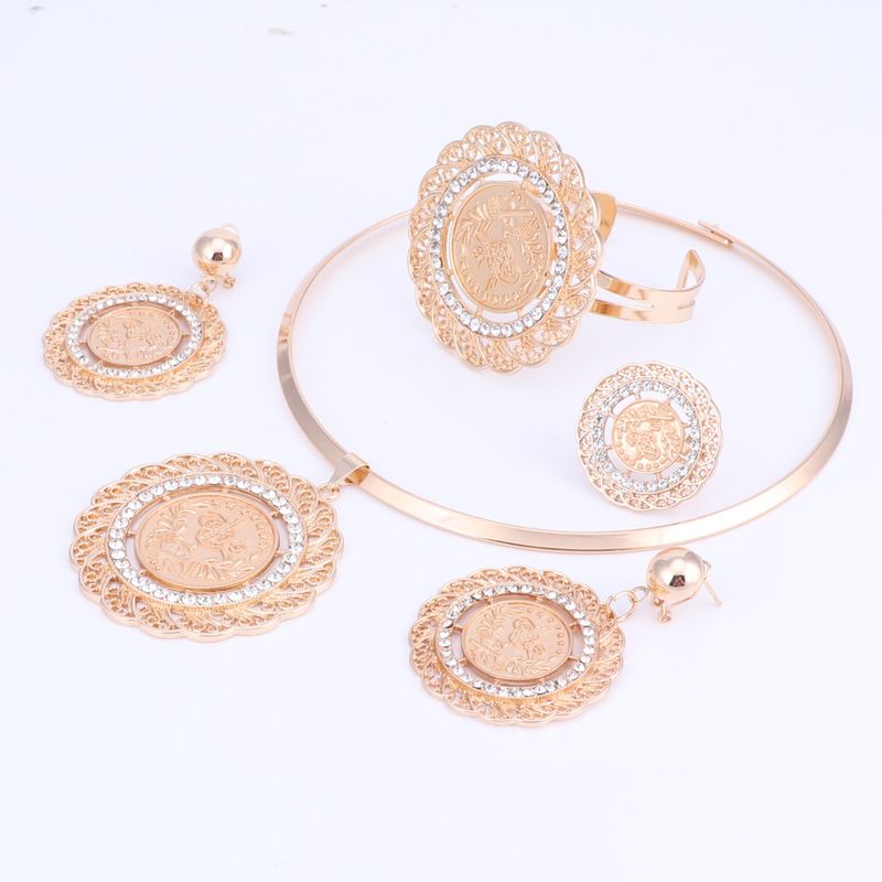 Fashion Jewelry Dubai Crystal Jewelry sets African Women Big Necklace Bangle Earring Ring Jewellery_voghion.com
