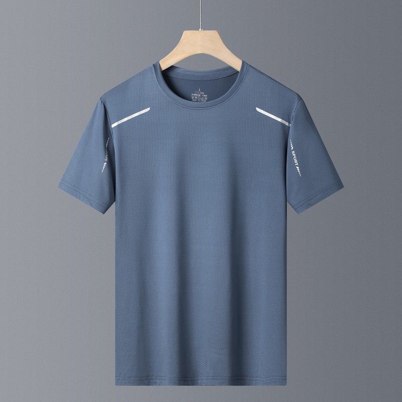 Camiseta corta de verano, camiseta fina deportiva de media manga para hombre, traje de malla de secado rápido para correr y hacer ejercicio con seda de hielo_voghion.com