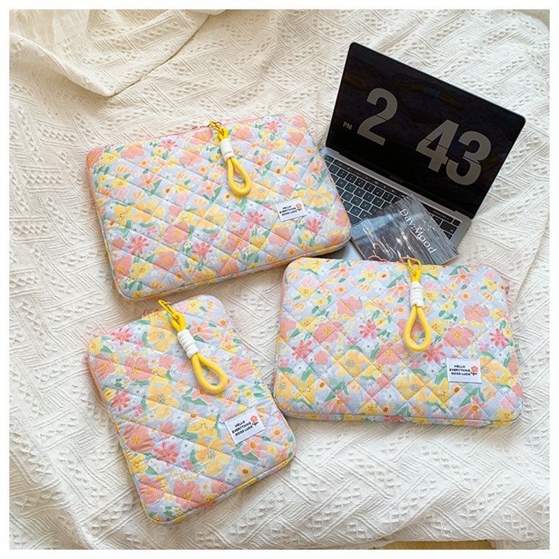 Laptop Handheld Computer Bag Women 11 Inch 13 Inch 15 Inch Inner Sleeve Floral Ipad Storage Bag_voghion.com