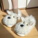 Schattige en pluizige puppy-stijl voor vrouwen, winterse binnenpantoffels met dikke zool en antislip, harige, zachte, warme katoenen pantoffels_voghion.com