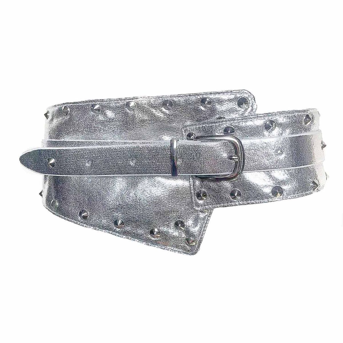 Cinto feminino de couro PU revestido irregular, estilo europeu e americano, com fivela de pino e fecho de segurança. Possui um design casual e moderno._voghion.com