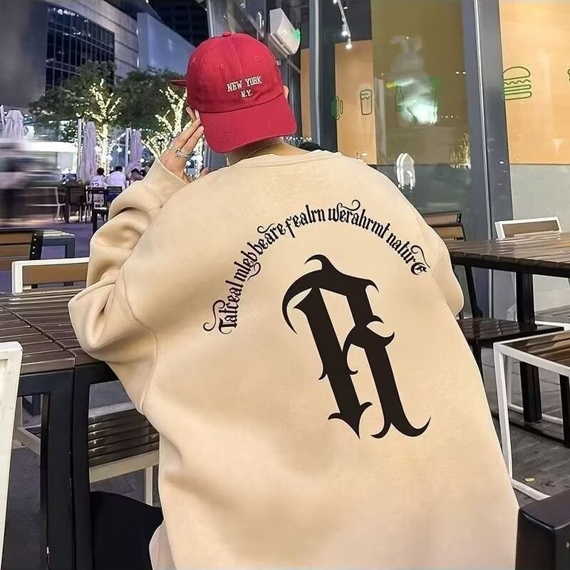 Men's Clothing Long sleeved T shirt sweatshirt spring and summer men's round neck high street oversize jacket loose versatile casual tops_voghion.com
