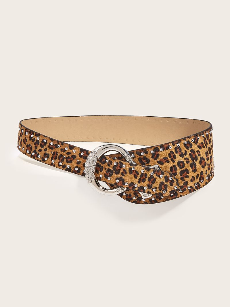 Cinturón para pantalones de moda con hebilla versátil y estampado de leopardo personalizado con uña de sauce estilo punk_voghion.com