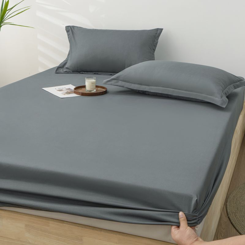 Premium Washed Cotton Fitted Sheet Set - 360° Full Elastic Protection, Breathable & Soft Bedding Cover For Mattress (Multiple Sizes & Colors)_voghion.com