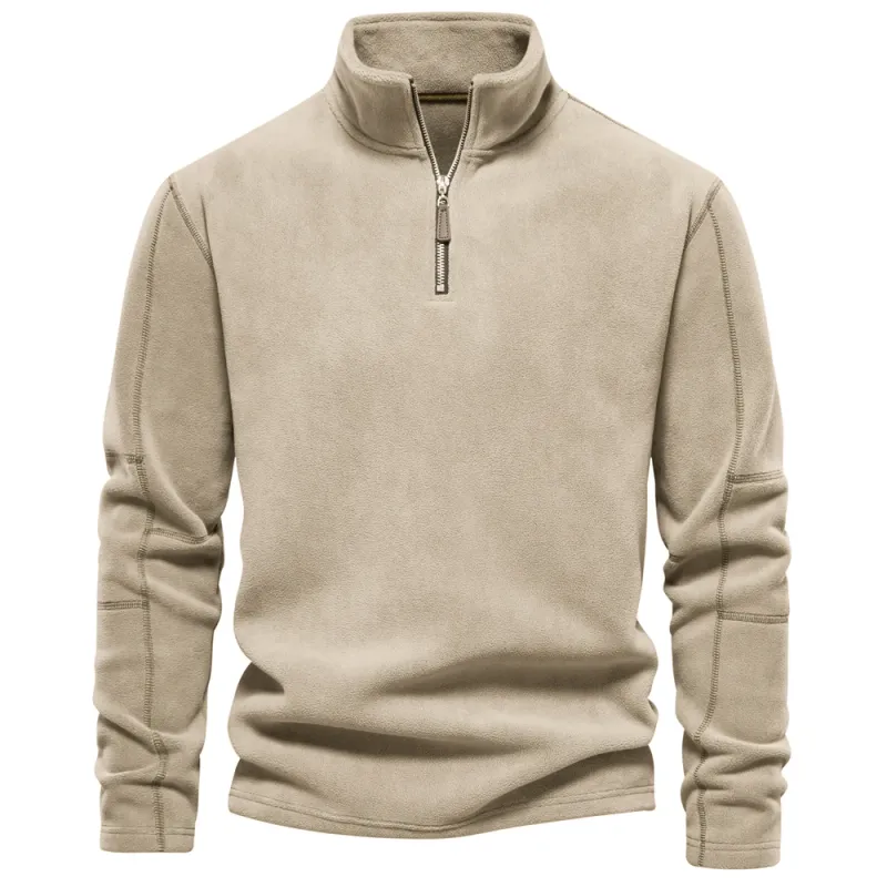 AIOPESONMensThickenWarmFleeceSweatshirtJacketQuarterZipperMockNeckPulloverMen'sSweatshirtSoftShellMensJacket_voghion.com