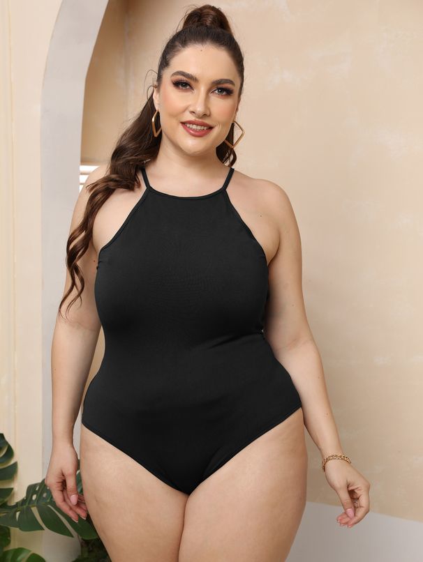 Lässiger Jumpsuit für Damen in Übergröße mit engen Hosenträgern und versteckter Schnalle_voghion.com