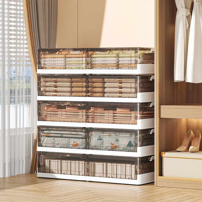 Underbed Storage Box With Wheels - Flat Plastic Organizer Drawers For Clothes & Blankets (Space-Saving, Easy Slide Design)​_voghion.com