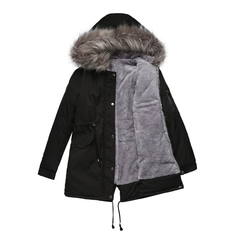 Parka da donna in cotone cappotto lungo con cappuccio invernale caldo più cappotto in velluto più vestiti in cotone_voghion.com