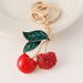 Cute Enamel Oil Drop Inlaid Diamond Fruit Cherry Car Hanging Decoration Keychain Small Gift_voghion.com