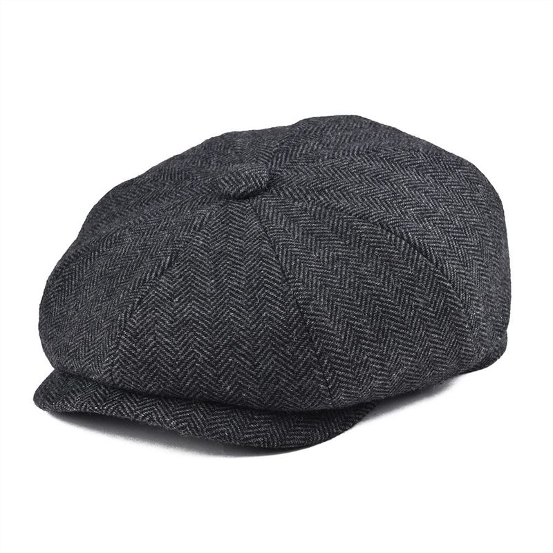 BOTVELA Wool Tweed Newsboy Cap Herringbone Muži Ženy Britský Gatsby Retro Hat Driver Plochá kšiltovka pro muže Vintage Herringbone Baret_voghion.com