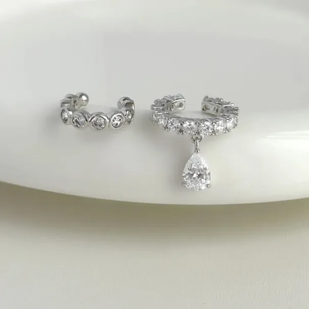 Silver Color Zirconia Pearl Clip On Earrings For Women Geometric Ear Cuff Without Piercing Girl Jewelry Gifts_voghion.com