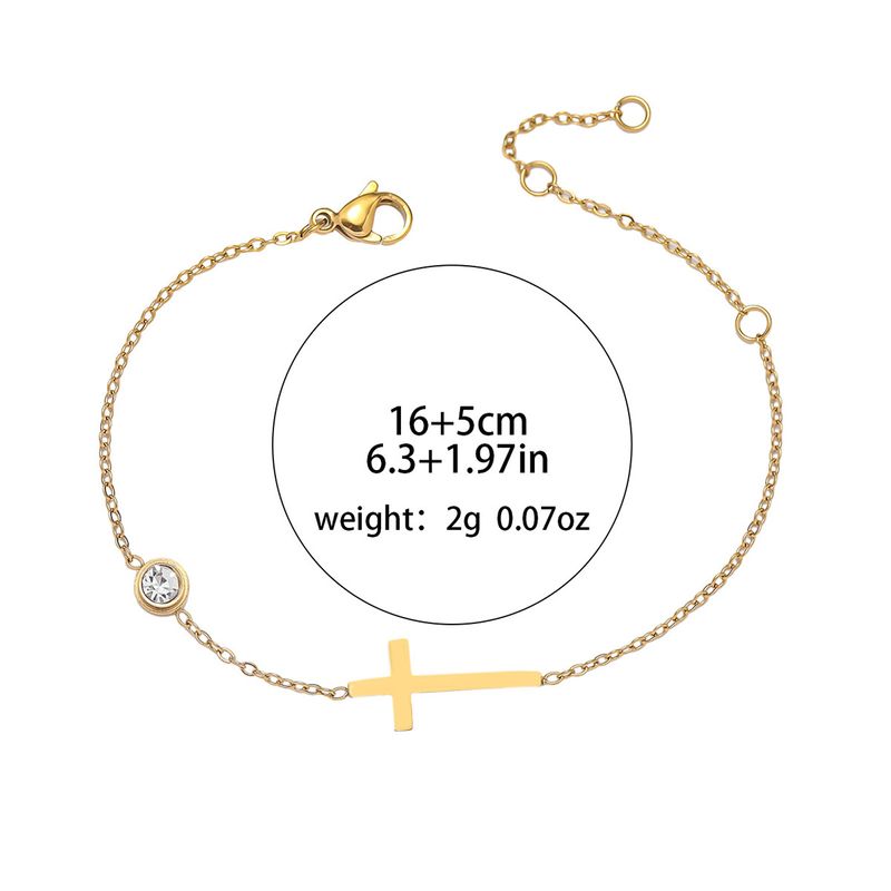 Bracciale a croce per donna, design di nicchia, catena a clavicola in zircone, semplice gioiello con diamanti intarsiati_voghion.com