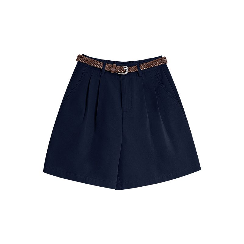 Pantaloncini a vita alta da donna a trapezio - Bermuda casual in stile coreano, in misto cotone e tencel traspirante, per l'estate_voghion.com