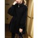 Neuer Wollmantel mit Stehkragen und Taillengürtel, lockere Passform, für Damen in großen Größen, Wintermode 2024_voghion.com