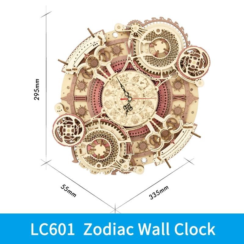 Robotime ROKR Zodiac Wall Clock 3D Wooden Puzzle Model Assembly Toys Gifts For Children Kids Teens LC601 Support Dropshipping_voghion.com