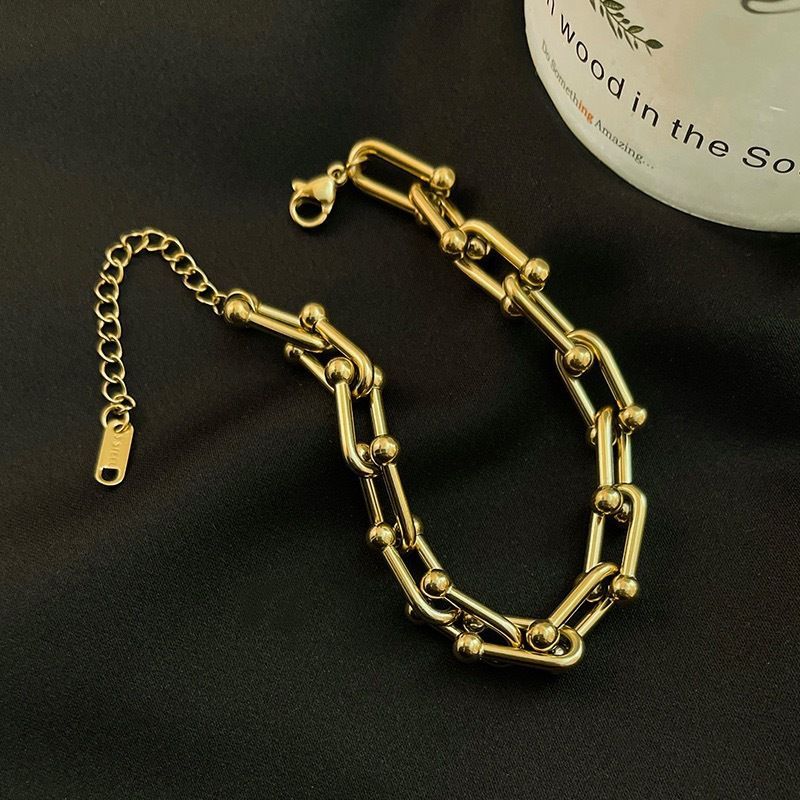 Stainless Steel U-shaped Horseshoe Buckle Fashion High-end Men And Women's Couple Bracelet Electroplating Party Gift_voghion.com