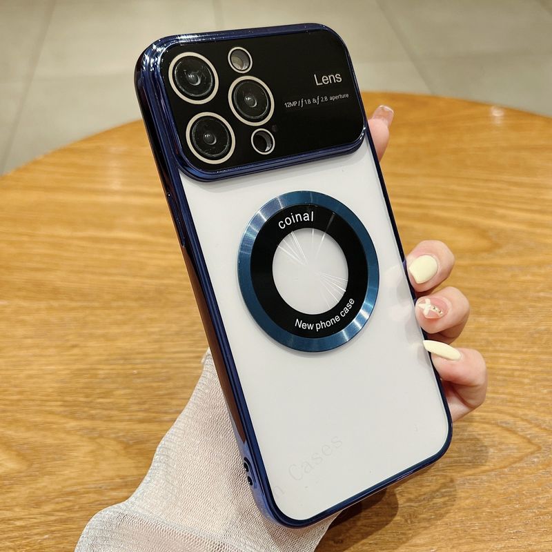 Vergrootglas Groot Venster Lens Bescherming Plating Magnetische Telefoon Case Voor Iphone 14 12 11 13 Pro Max X Xs Xr 7 8 Plus Cover_voghion.com
