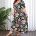 Women's Clothing Large Size Tropical Print Bohemian Style Short Sleeved Dress_voghion.com
