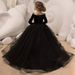 Mädchen Neue Trailing Leistung Abendkleid Süße Stickerei Host Klavier Prüfung Graduierung Prinzessin Kleid Schwarz_voghion.com