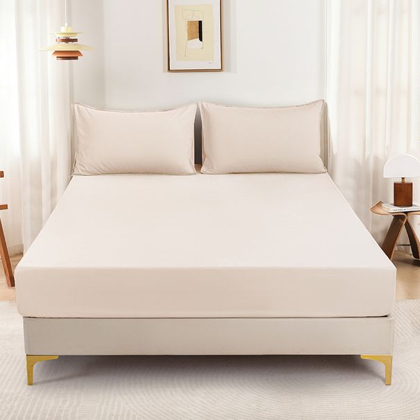 100% Long-Staple Cotton Fitted Sheet - Extra Thick Brushed Bed Skirt With Full Elastic Protection Dust-Proof Mattress Cover_voghion.com