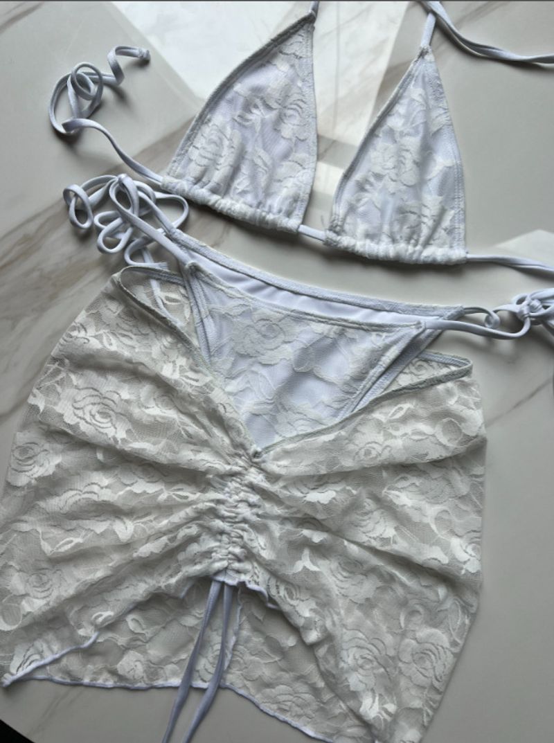 Dameskleding Gebreide bikinirok Driedelig pak Sexy bikini Gestreept badpak Bikini dames badpak_voghion.com