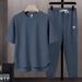 A Of Loose Fitting Solid Color Men's T-Shirt, Summer Trend Short Sleeved Pants Two-Piece Set_voghion.com